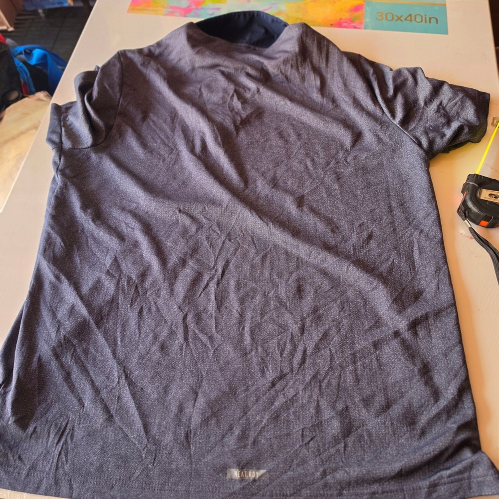 Adidas HEAT.RDY Mens XL Polo Shirt Navy Blue Heathered Golf Training Tee
